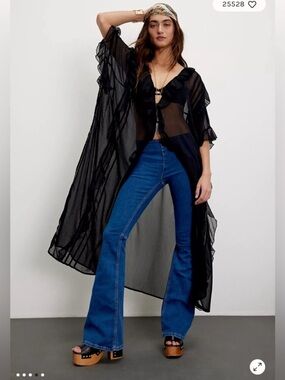 NWT Free People We The Free Penny Pull On Flare Jeans, rich blue, size 27